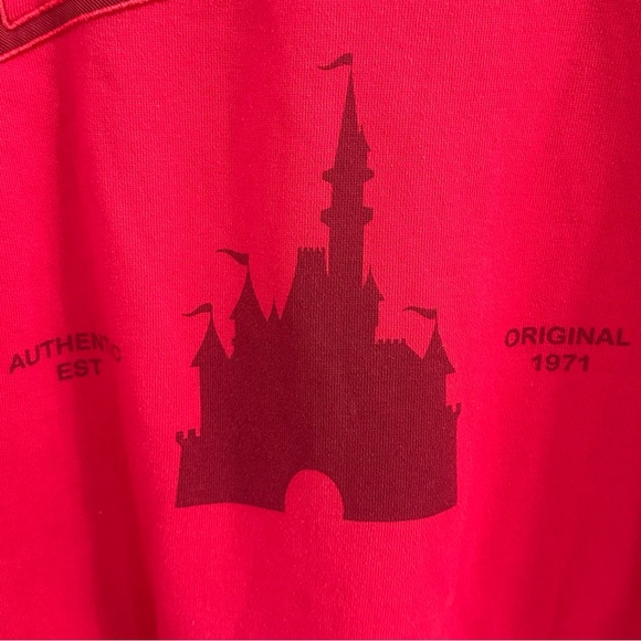 Walt Disney World Red Oversized Crewneck Sweatshirt Castle 1971 Embroidered 1X - Picture 4 of 12